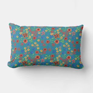Chic Bright Floral Miniprint auf Aquamarinem Lumba Lendenkissen
