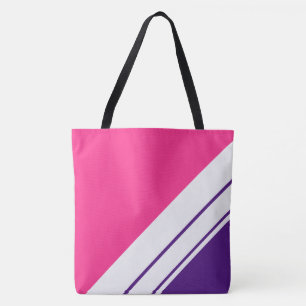 Chic Bright Pink Royal Lila White Racing Stripes Tasche
