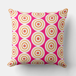 Chic Bright Pink White Orange Concentric Rings Kissen
