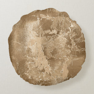 Chic Bronze Gold Glitzer Rundes Kissen