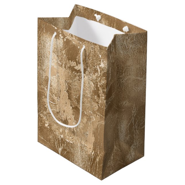 Chic Bronze Gold Mittlere Geschenktüte (Vorderseite Schrägansicht)
