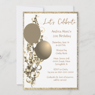 Chic Bronze Gold Parties scintillant Invitation de