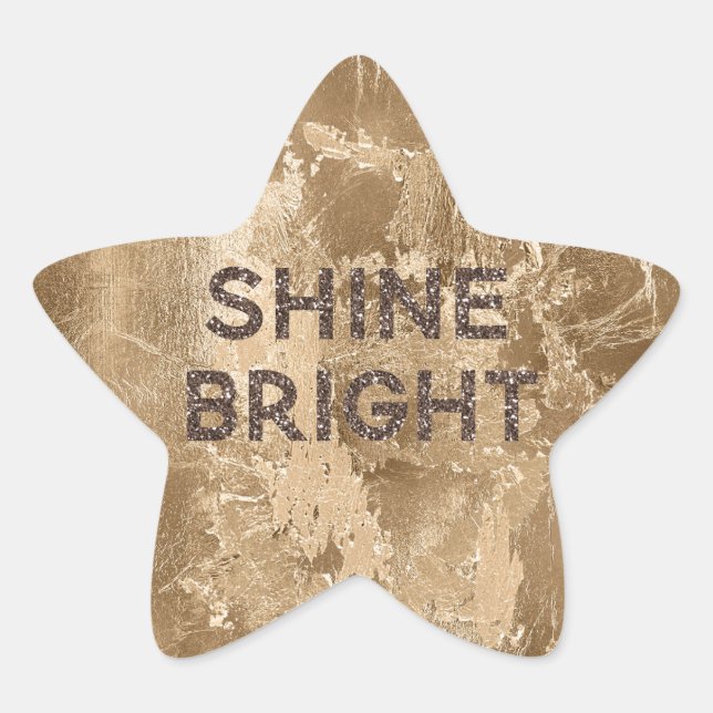 Chic Bronze Gold Shine Bright Glitzer Stern-Aufkleber (Vorderseite)