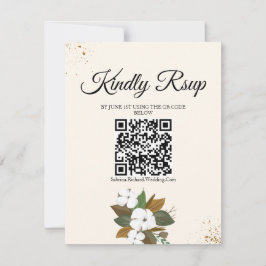 Chic Brown and Cream Floral Wedding RSVP Karte