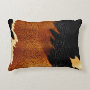 Chic Brown Black Cream Western Cowhide Dekokissen