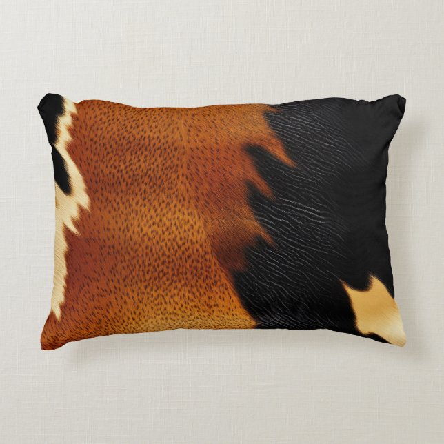 Chic Brown Black Cream Western Cowhide Dekokissen (Vorderseite)