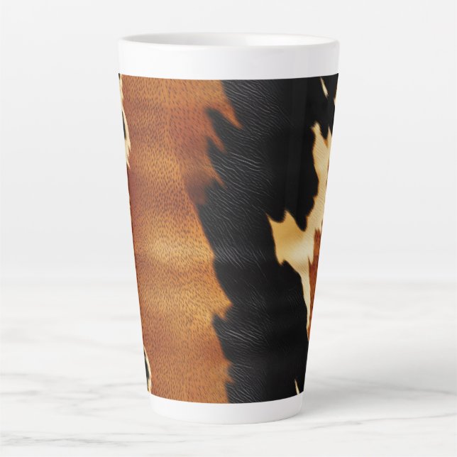 Chic Brown Black Cream Western Cowhide Milchtasse (Vorderseite)