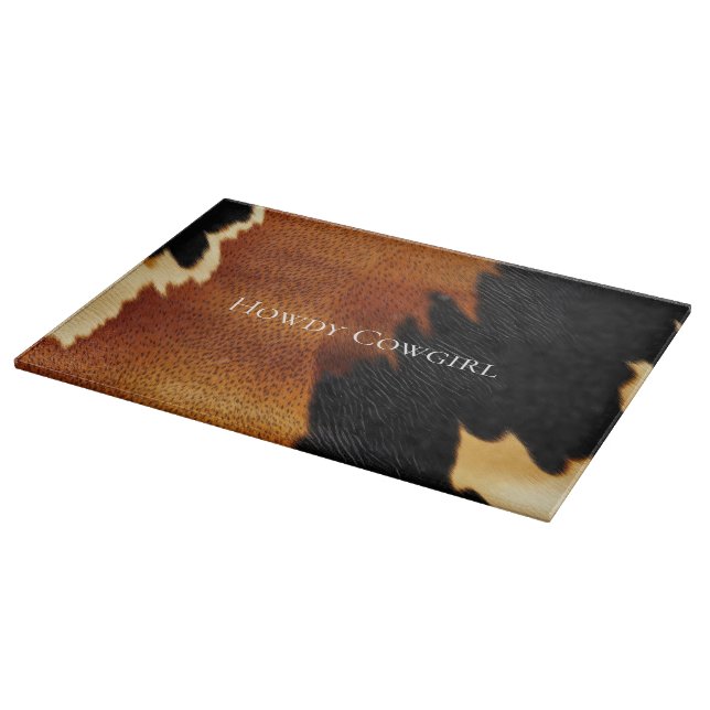 Chic Brown Black Cream Western Cowhide Schneidebrett (Ecke)