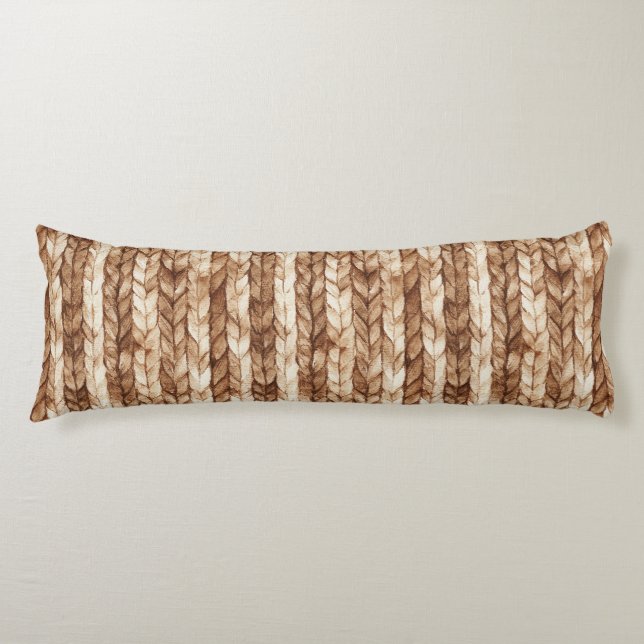 Chic Brown Cream Imitats Woven Stripes Seitenschläferkissen (Vorderseite)