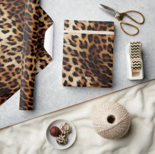 Chic Brown Cream Leopard Geschenkpapier