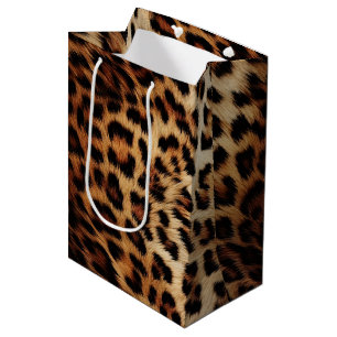 Chic Brown Cream Leopard Mittlere Geschenktüte