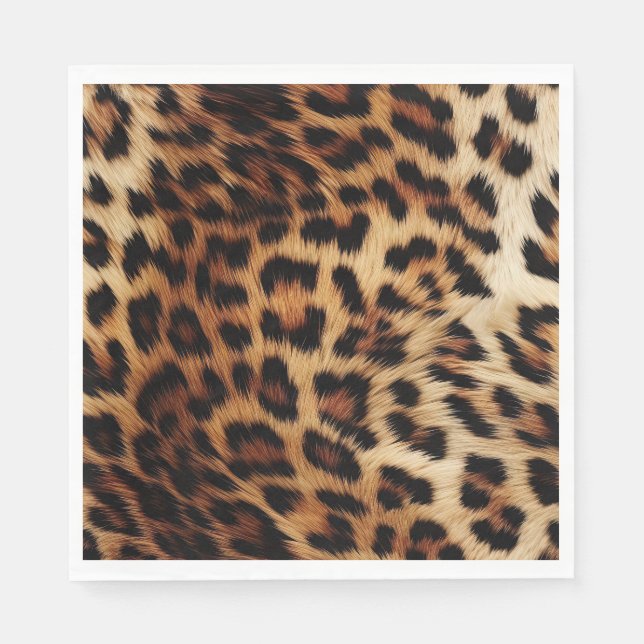Chic Brown Cream Leopard Serviette (Vorderseite)