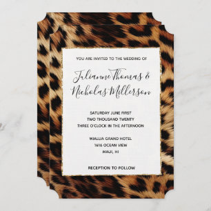 Chic Brown Cream Leopard Wedding Einladung