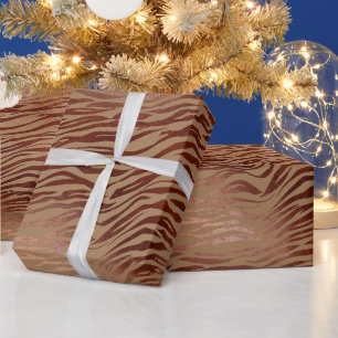 Chic Brown Cream Zebra Print Geschenkpapier