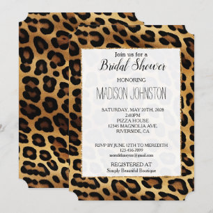Chic Brown Gold Leopard Wedding Brautparty Einladung
