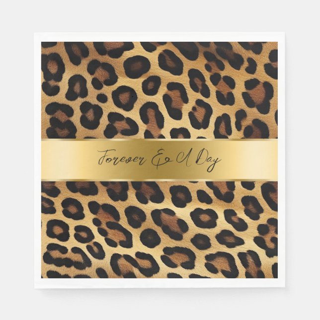 Chic Brown Gold Leopard Wedding Serviette (Vorderseite)