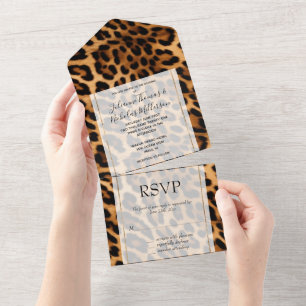 Chic Brown Leopard All In One Einladung