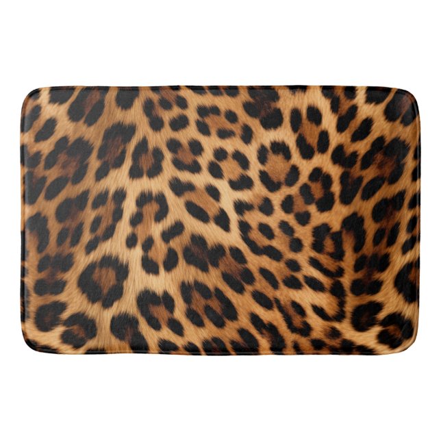 Chic Brown Leopard Print Badematte (Vorderseite)