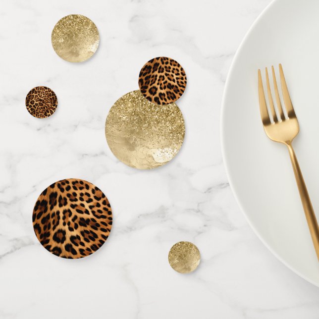 Chic Brown Leopard Print & Gold Konfetti (Gruppe)