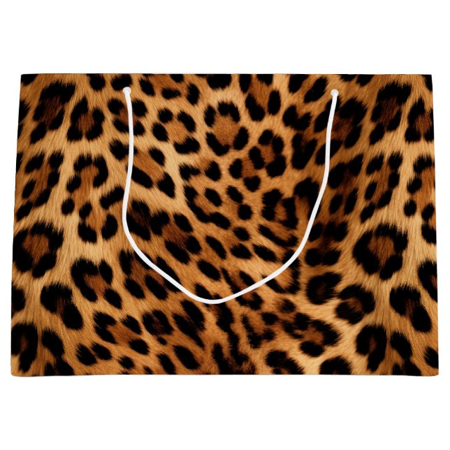 Chic Brown Leopard Print Große Geschenktüte (Vorderseite)