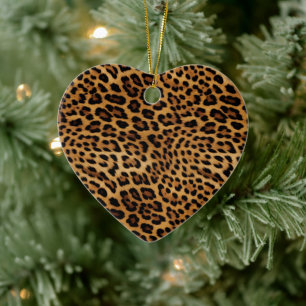 Chic Brown Leopard Print Keramik Ornament