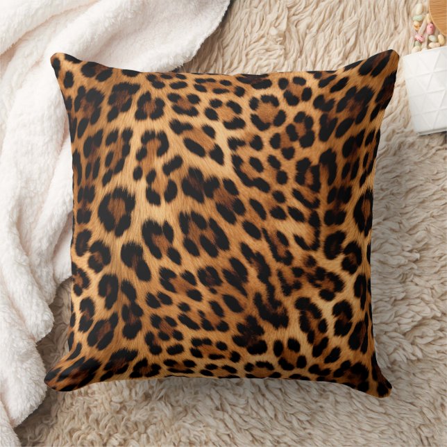 Chic Brown Leopard Print Kissen (Decke)