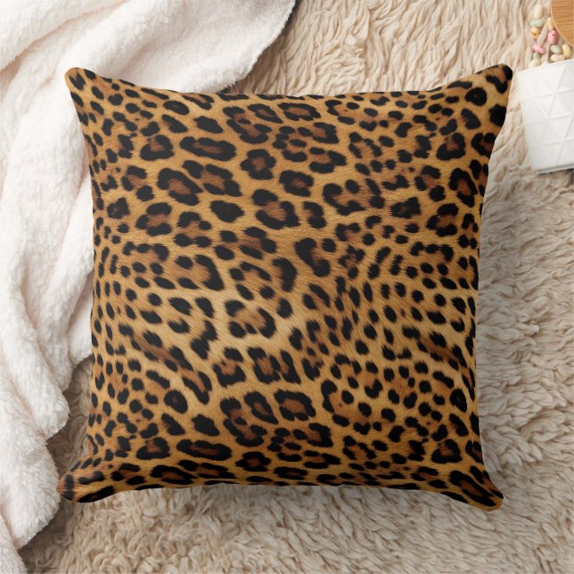 Chic Brown Leopard Print Pink Gold Kissen (Decke)
