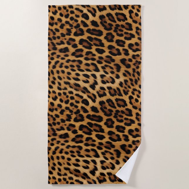 Chic Brown Leopard Print Strandtuch (Vorderseite)