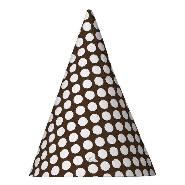 Chic Brown Party Hut mit Shiny Solid White Dots Partyhütchen (Rechts)