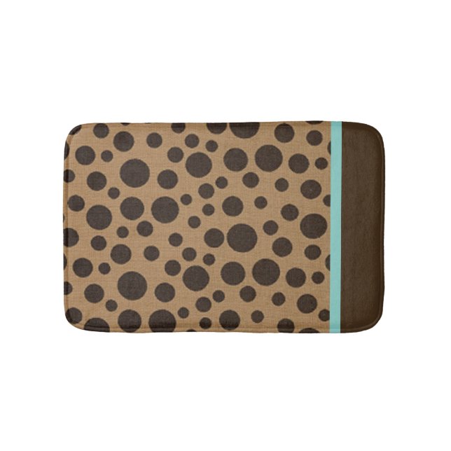 Chic Brown Polka Dot Bathmat Badematte (Vorderseite)