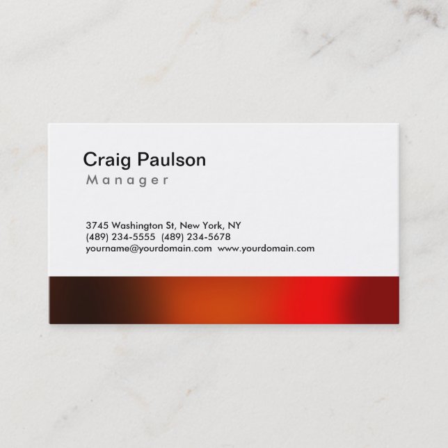 Chic Brown Red Orange Strip Manager Business Card Visitenkarte (Vorderseite)