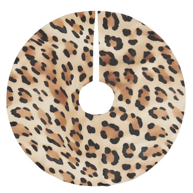 Chic Brown White Leopard Print Polyester Weihnachtsbaumdecke (Vorderseite)