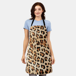 Chic Brown White Leopard Print Schürze
