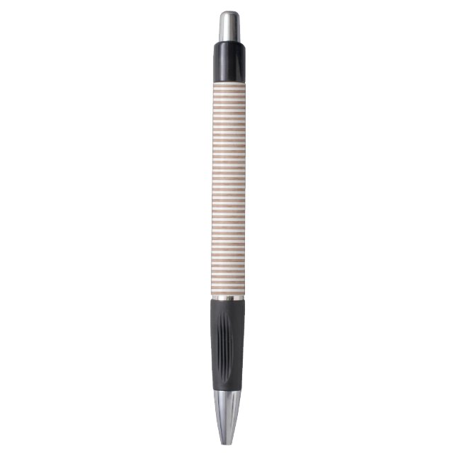 Chic Brown White Stripes Kugelschreiber (Vorderseite Vertikal)