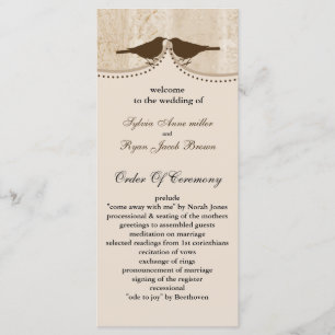 Chic brune cage d'oiseau, programmes de mariage in