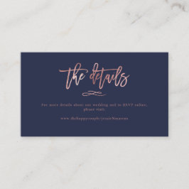 Chic Brush Script-Rose - Details zum Hochzeitsfest Visitenkarte