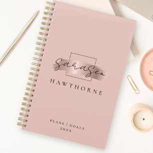 Chic Brush Stroke Faux Rose Gold Elegant Monogramm