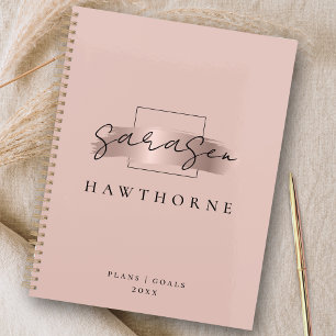 Chic Brush Stroke Faux Rose Gold Elegant Monogramm