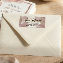 Chic Brush Stroke | Faux Rose Gold on White Label Adressaufkleber