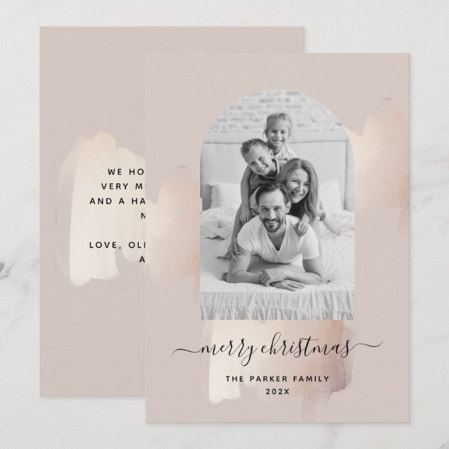 Chic Brush Stroke | Frohe Weihnachten Foto Arch Ho (Vorne/Hinten)