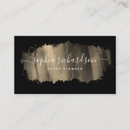 Chic Brush Stroke | Imitate Gold in Schwarz Visitenkarte