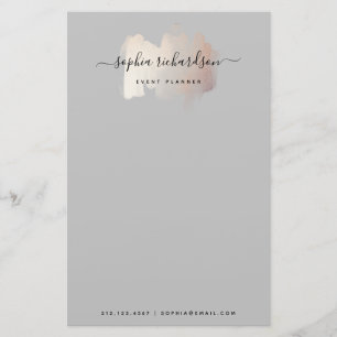 Chic Brush Stroke Imitate Rose Gold auf Grau Briefpapier