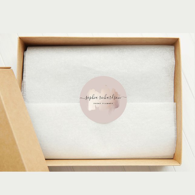 Chic Brush Stroke | Imitate Rose Gold auf neutrale Runder Aufkleber (Von Creator hochgeladen)