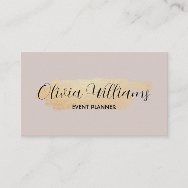 Chic Brush Stroke - Imitate Rose Gold auf neutrale Visitenkarte (Vorderseite)