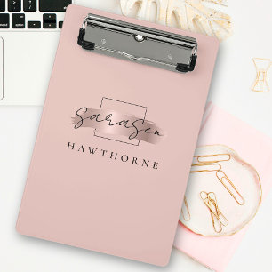 Chic Brush Stroke Imitats Rose Gold Elegantes Mono Mini Klemmbrett