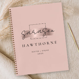Chic Brush Stroke Imitats Rose Gold Elegantes Mono Notizbuch