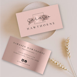 Chic Brush Stroke Imitats Rose Gold Social Media I Visitenkarte