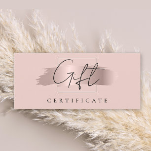Chic Brush Stroke Rose Gold Carte de certificat ca