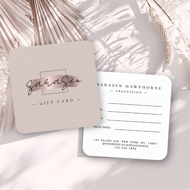 Chic Brush Stroke Rose Gold Geschenkgutschein (Von Creator hochgeladen)