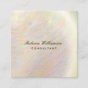Chic Brushed Metal Rainbow Holographic Iridescence Quadratische Visitenkarte